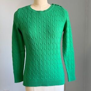 Talbots Green Cable Knit Sweater SZ Small.